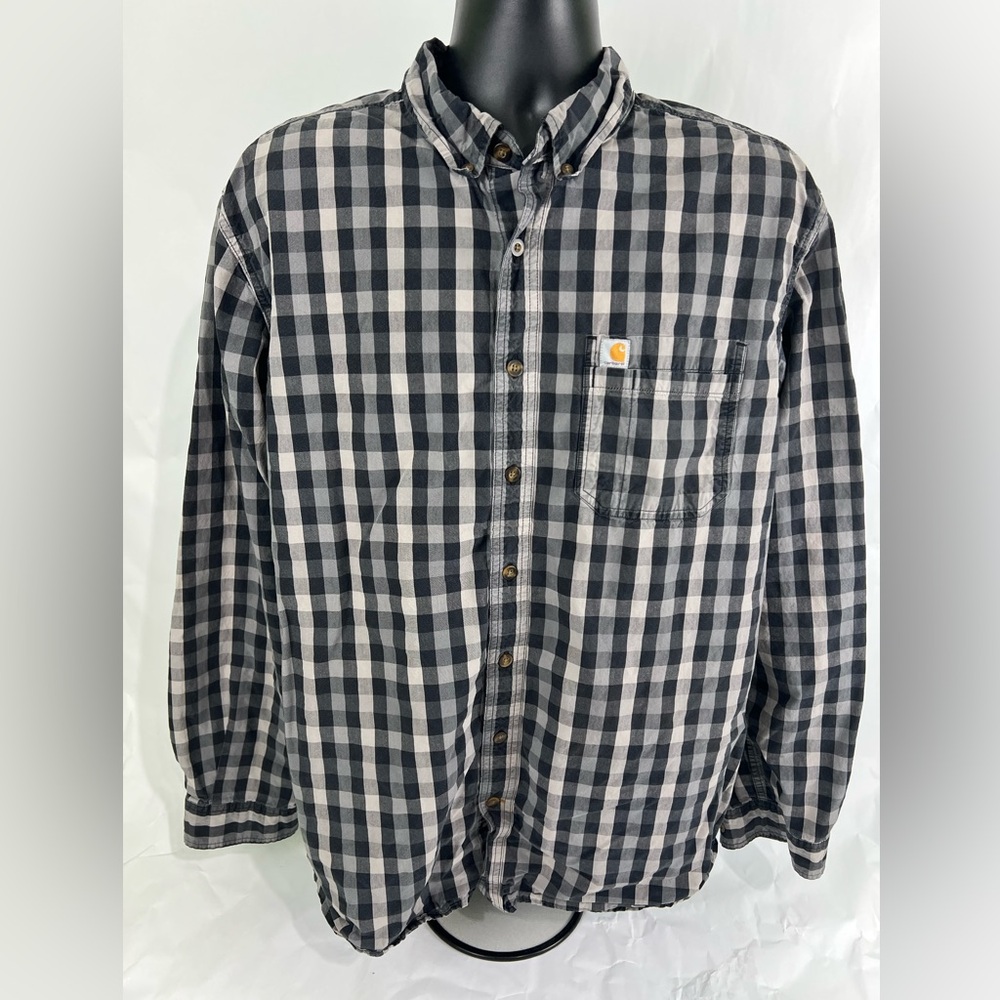 Carhartt Button Front Checkered Black and Gray Shirt Men’s XL - Picture 6 of 6